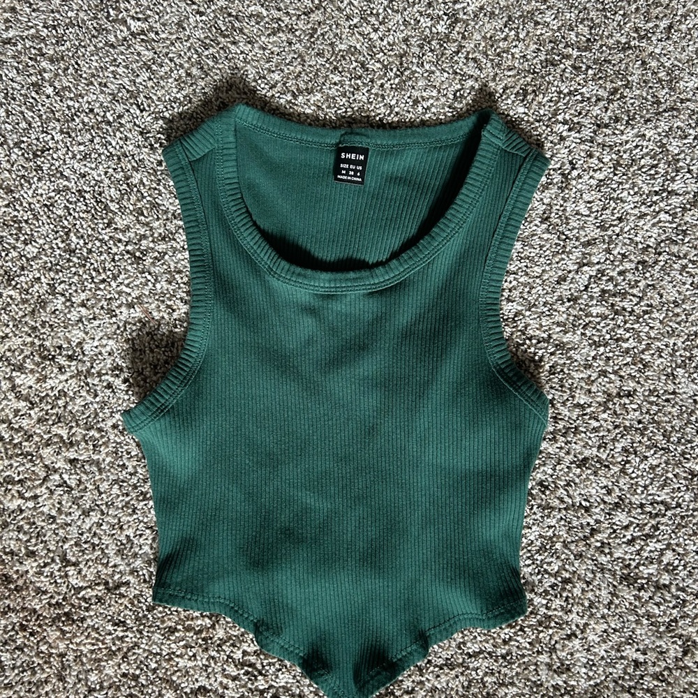 SHEIN Teal Ribbed Tank Top